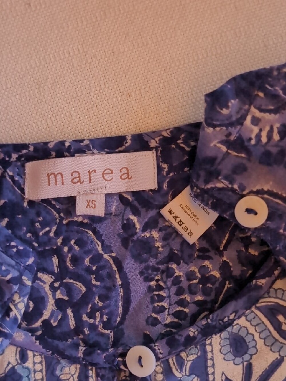 Marea By Liz Joy Delft Blue Maxi Dress 100% Cotton XS - Picture 4 of 8